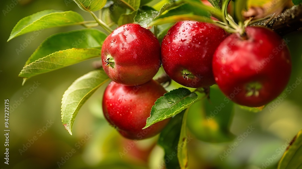 Red Apples Hanging on a Branch Red Apples Hanging on a Branch