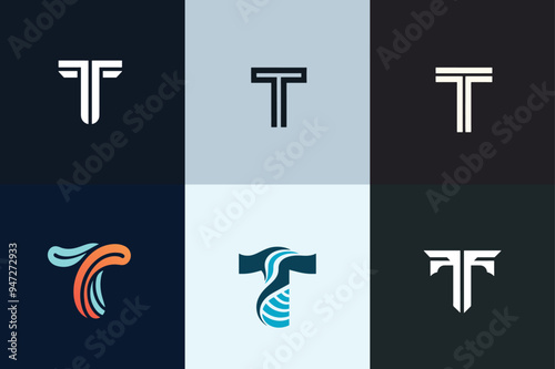 T letter logo set vector