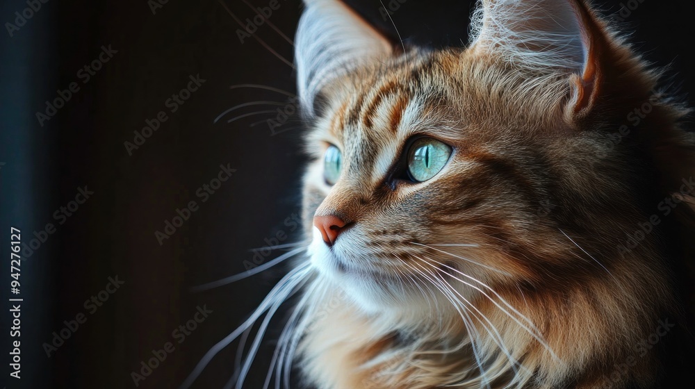 Obraz premium Closeup Portrait of a Cat with Green Eyes