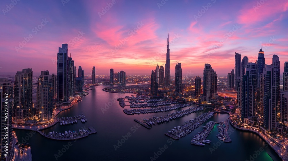 Fototapeta premium Dubai Skyline at Sunset