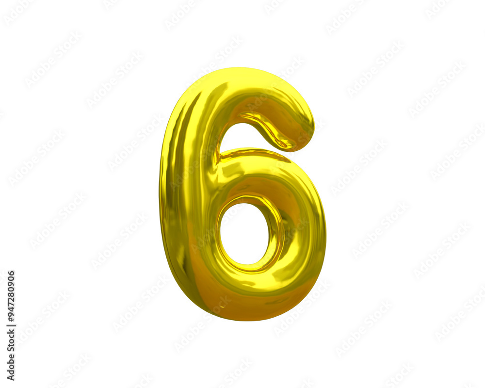 3d glossy gold number 6 3d glossy gold number 6