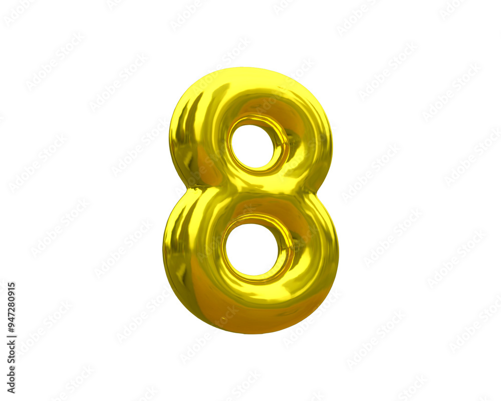 3d glossy gold number 8 3d glossy gold number 8