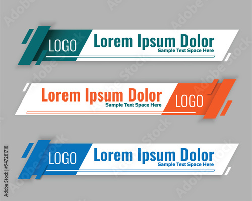 Clean flat lower third with banners set vector image