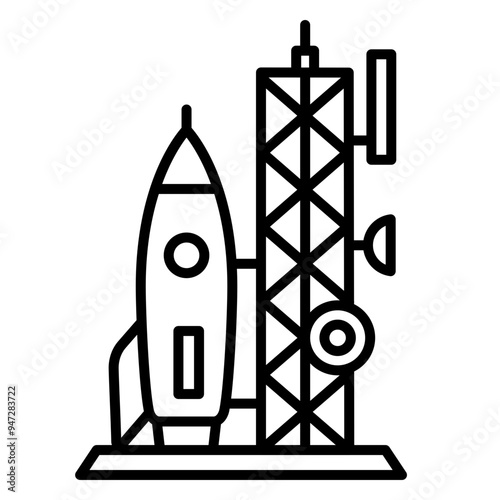 Rocket Space Line Icon