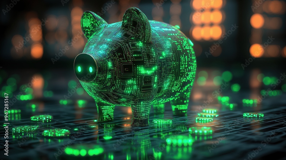 custom made wallpaper toronto digitalDigital piggy bank in virtual finance world