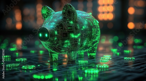 Wallpaper Mural Digital piggy bank in virtual finance world Torontodigital.ca