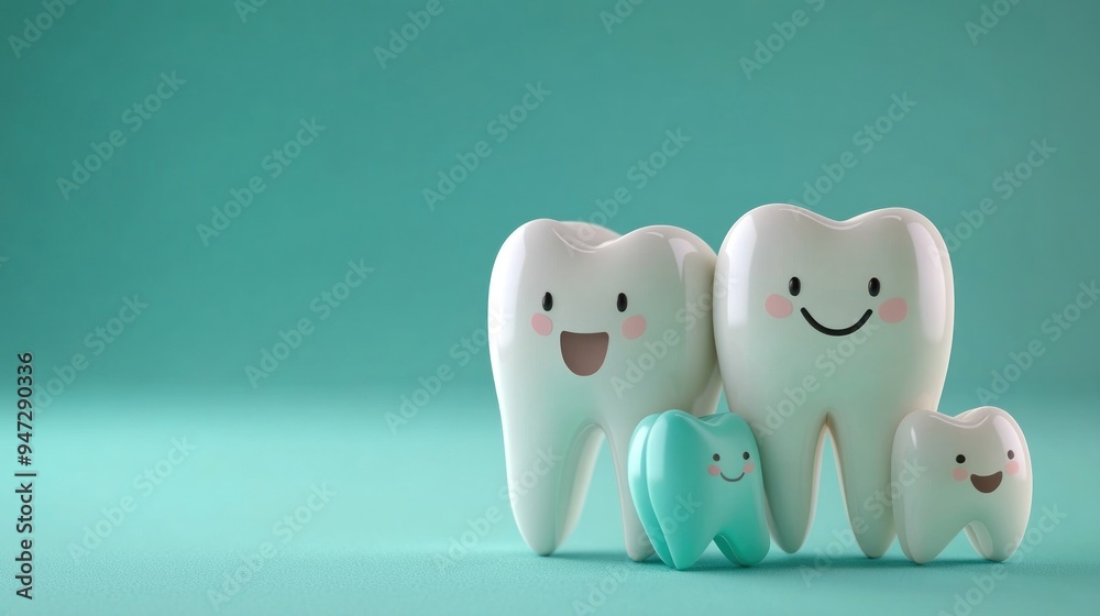 Smiling Teeth Family Illustration