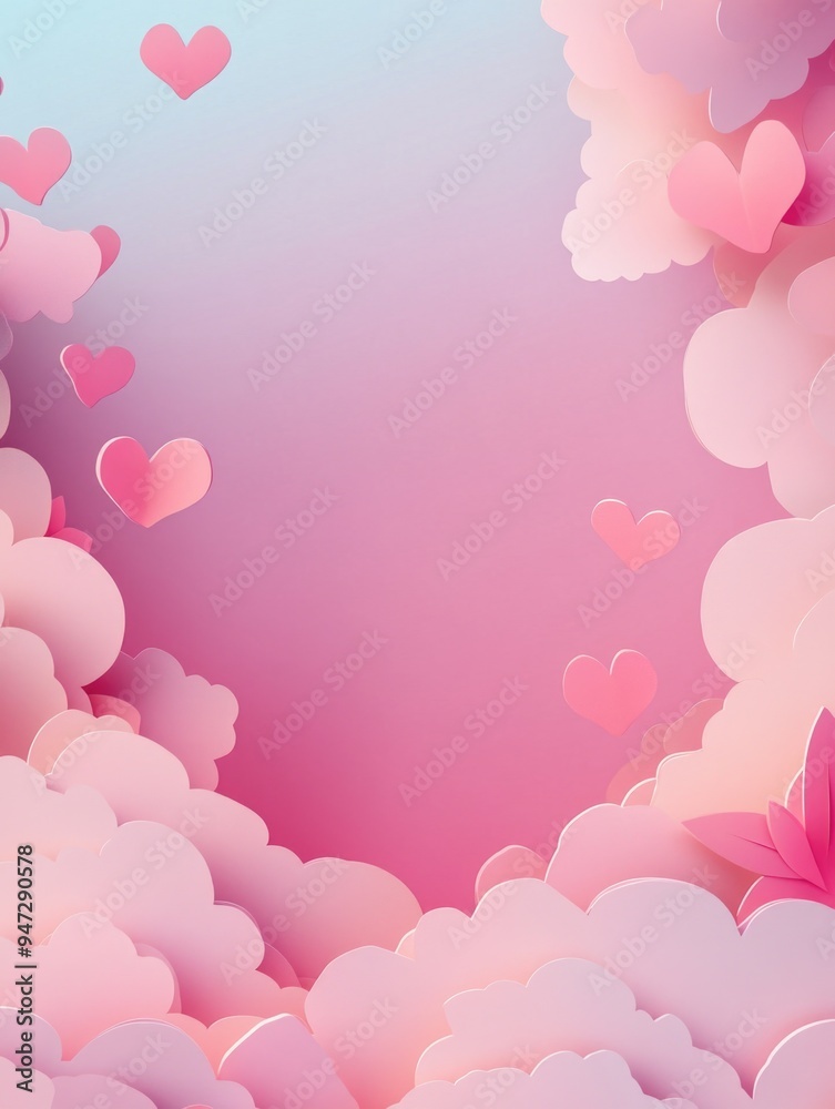 Pink and White Hearts in Sky Pink and White Hearts in Sky