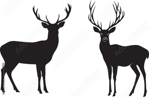 Deer Graphic black silhouette on white background 