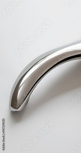 Elegant Curved Handle with Glossy Finish on White Background