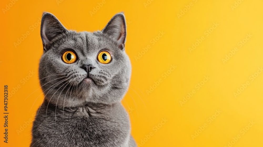 Gray cat with yellow eyes Gray cat with yellow eyes