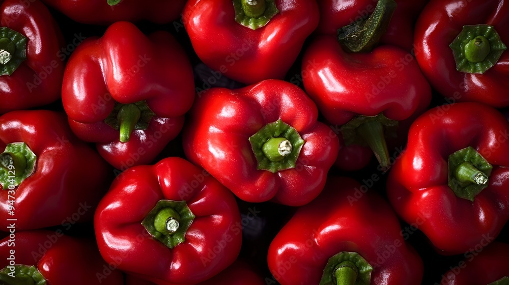 Closeup photo showcasing the vibrant red color glossy skin and intricate texture of fresh ripe chili peppers These fiery hot peppers are a popular ingredient in many global cuisines Closeup photo showcasing the vibrant red color glossy skin and intricate texture of fresh ripe chili peppers These fiery hot peppers are a popular ingredient in many global cuisines