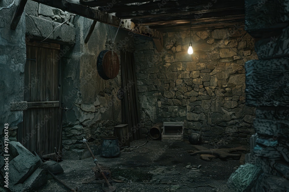 An old messy and damp basement An old messy and damp basement