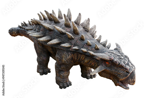 Fototapeta Naklejka Na Ścianę i Meble -  Ankylosaurus is a herbivore genus of armored dinosaurs that lived from the very end of the Cretaceous period. Ankylosaurus has a transparent background.