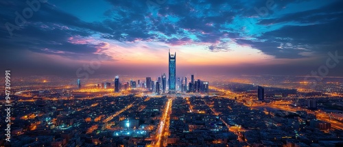 KAFD Buildings in Riyadh at Blue Hour