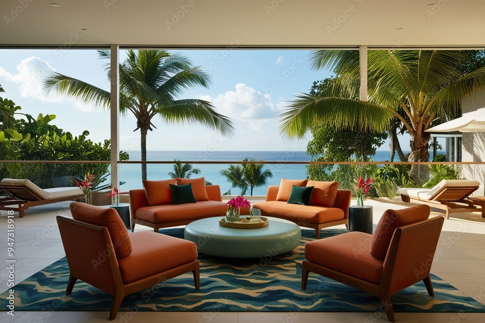Modern Lounge Design Showcasing Expansive Tropical Views Modern Lounge Design Showcasing Expansive Tropical Views