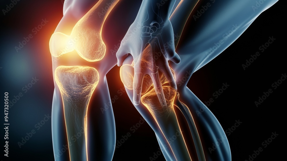 X-ray image showing knee bones in the human body that has pain X-ray image showing knee bones in the human body that has pain