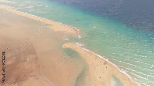 Wallpaper Mural Aerial view of beautiful Sotavento Beach with sandy shore and blue ocean waves, Jandia, Fuerteventura, Spain. Torontodigital.ca