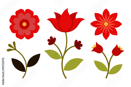 Elegant Floral Clip Art with Vibrant Colors and Detail
