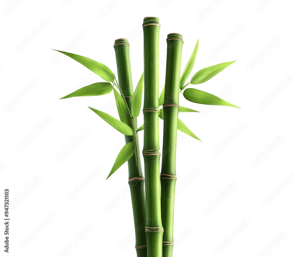 Green bamboo stalks and leaves, cut out Green bamboo stalks and leaves, cut out