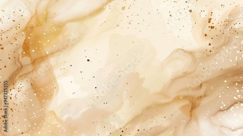 Abstract watercolor background with gold splashes and spots