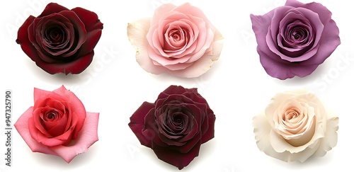 Colorful roses in a simple clip art style.