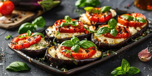 Nutritious choice: Eggplant filled with cheese, mozzarella, tomatoes, and basil.