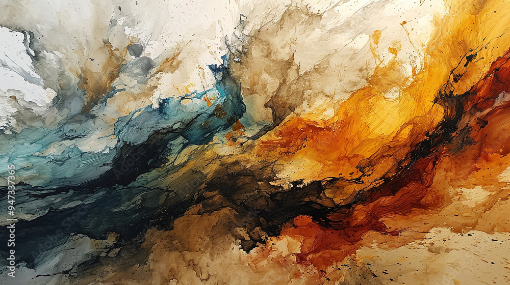 Fluid Paint Blue With Gold Marble Ink Abstract Art Background Fluid Paint Blue With Gold Marble Ink Abstract Art Background