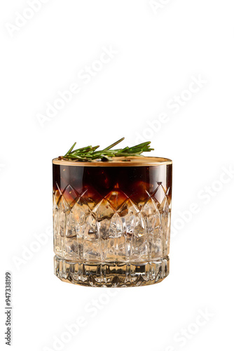 Close-up of a glass of coffee,on a white background.