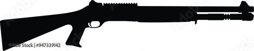 Shotgun silhouette illustration. Army weapon for war in black color.