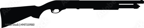 Shotgun silhouette illustration. Army weapon for war in black color.