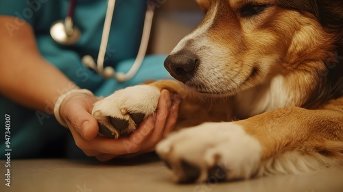 Golden Retriever Puppy Being Petted by Owner s Hand photo