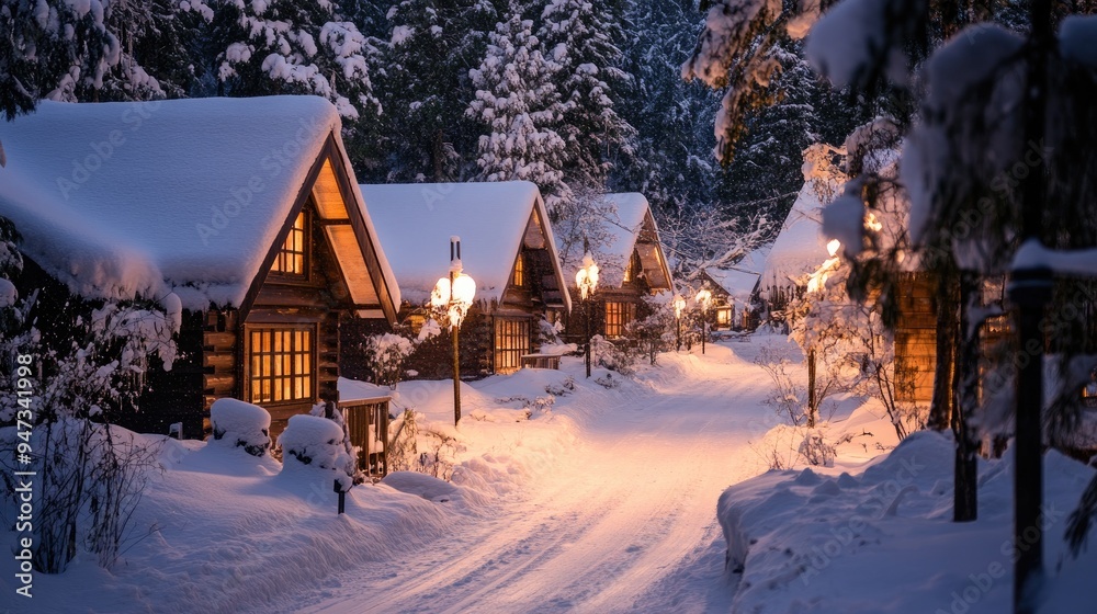 Snow gently covering the rooftops of the quaint cabins at Ningle Terrace, creating a fairy-tale scene. Snow gently covering the rooftops of the quaint cabins at Ningle Terrace, creating a fairy-tale scene.