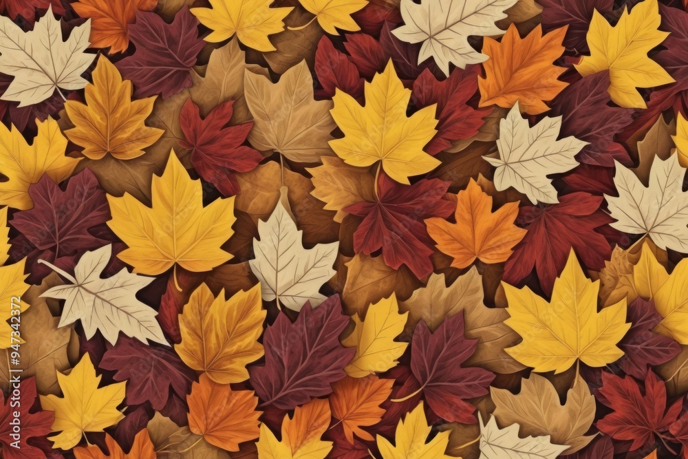 Autumn Maple Leaves Seamless Pattern Illustration Autumn Maple Leaves Seamless Pattern Illustration