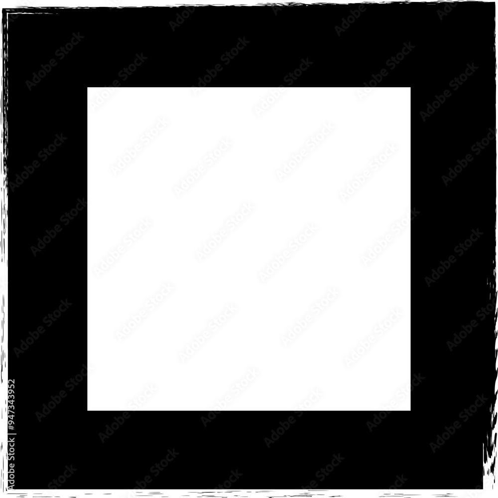 Set collection of square black frames with brush strokes Set collection of square black frames with brush strokes