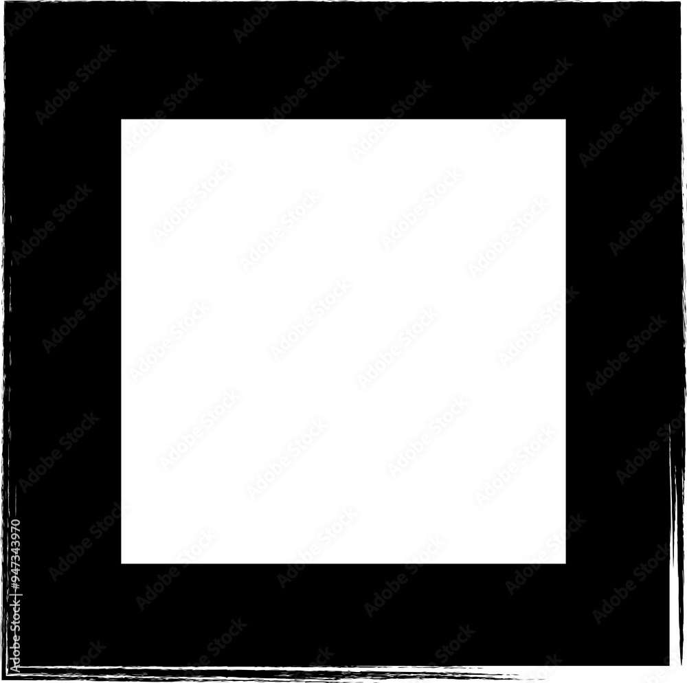 Set collection of square black frames with brush strokes Set collection of square black frames with brush strokes