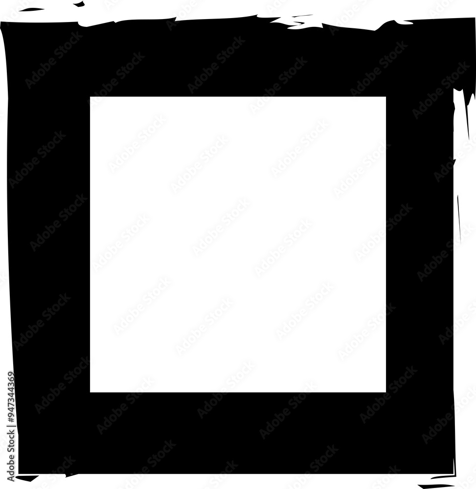Set collection of square black frames with brush strokes Set collection of square black frames with brush strokes