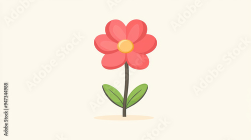 A minimalist vector of a fivepetaled flower, featuring soft colors and a clean design for a modern aesthetic.