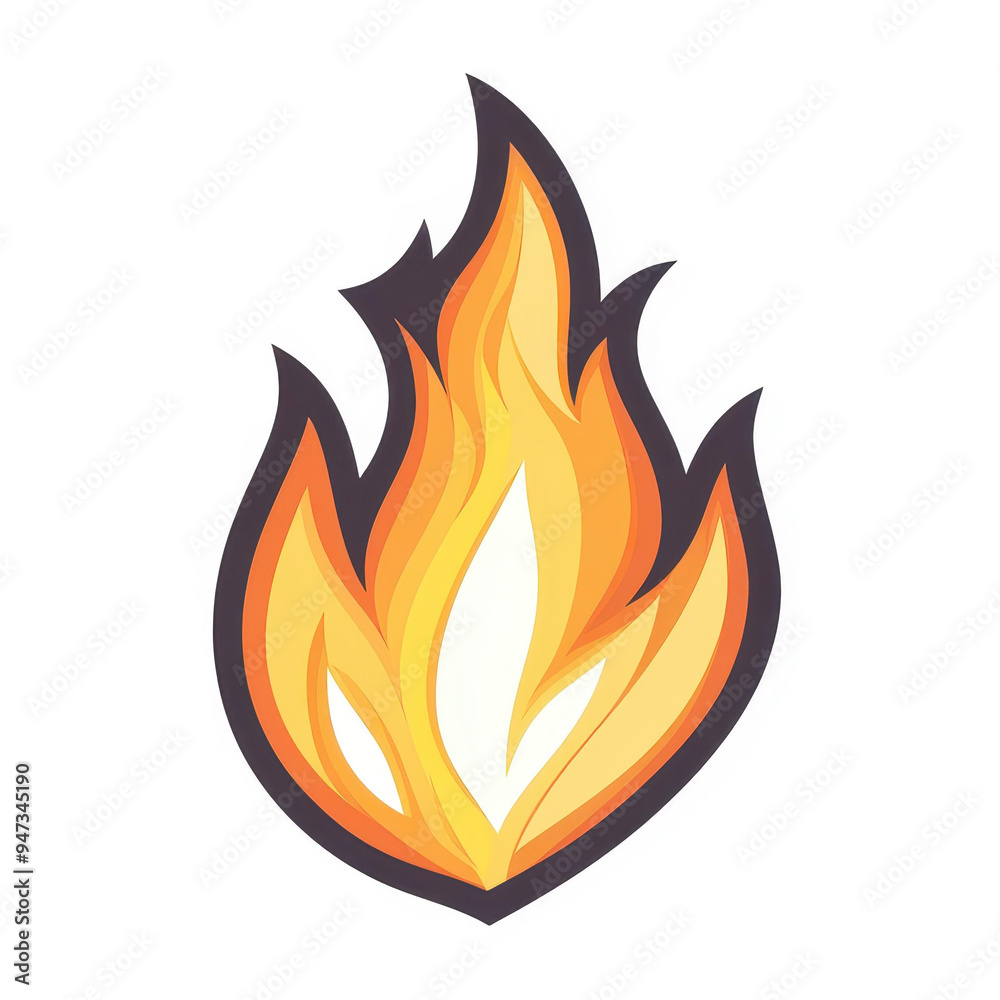 Simple game UI flame logo with clean colors and background for a striking aesthetic appeal and clarity in design. Simple game UI flame logo with clean colors and background for a striking aesthetic appeal and clarity in design.