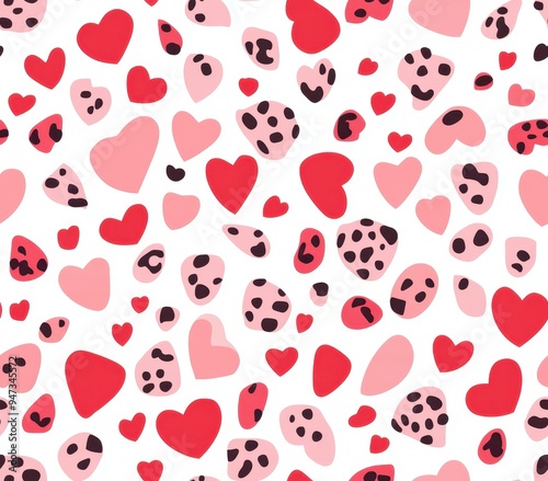 A chic pink, red, and white leopard print pattern, perfect for adding a playful touch to your Valentines Day decor.