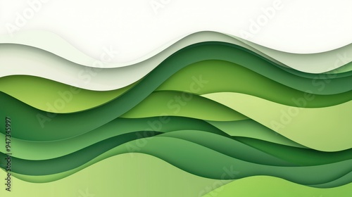 Explore a dynamic abstract paper cut background featuring vibrant green waves, perfect for modern graphic design projects.