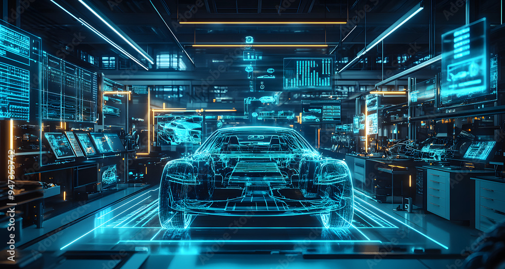 Holographic Projection of a Car Displayed on an Interactive Screen
Holographic Projection of a Car Displayed on an Interactive Screen