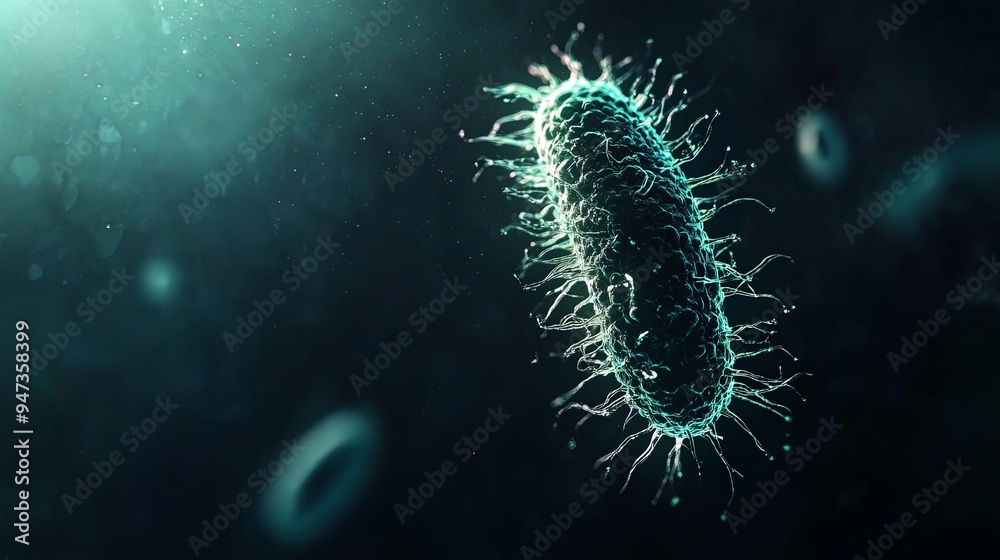 Fototapeta premium Microscopic View of Bacteria in Blue and Green