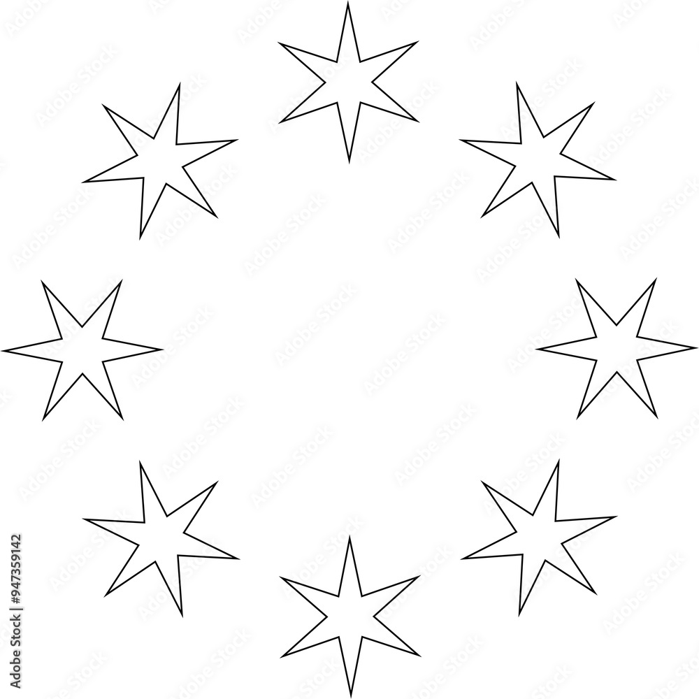 Stars various arranged in a circle. Decoration elements
