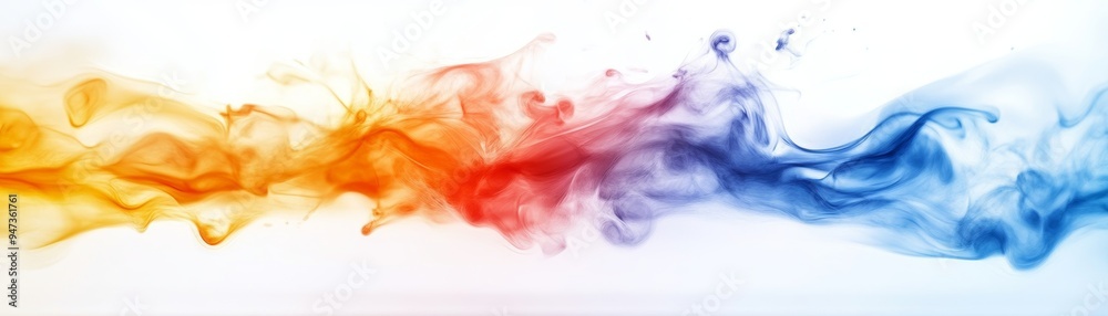A captivating swirl of colorful smoke blending in vibrant hues of orange, red, and blue against a clean white background. A captivating swirl of colorful smoke blending in vibrant hues of orange, red, and blue against a clean white background.
