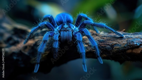 Blue Tarantula on a Branch photo