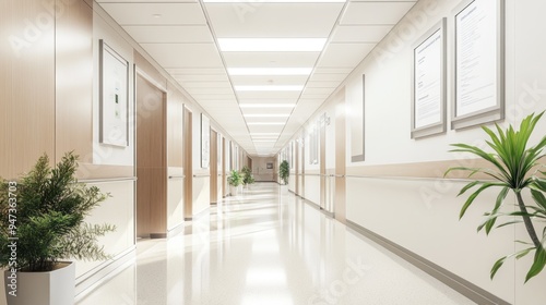 Clean and Bright Hospital Corridor