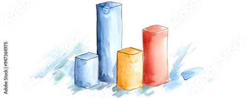 A colorful watercolor bar chart representing data growth and analysis, perfect for business and educational presentations.