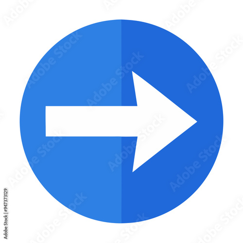 white right arrow in blue circle without bg