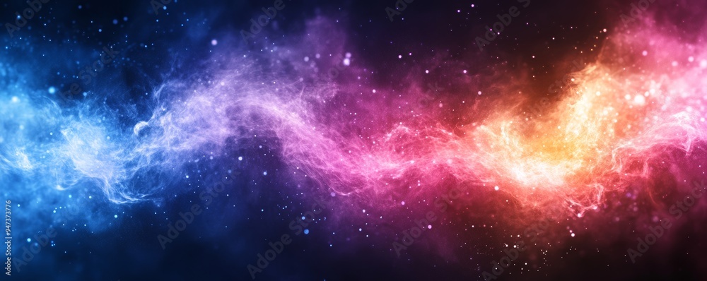 Obraz premium A vibrant cosmic scene with swirling colors of blue, pink, and orange, evoking the beauty of the universe's mystery and wonder.